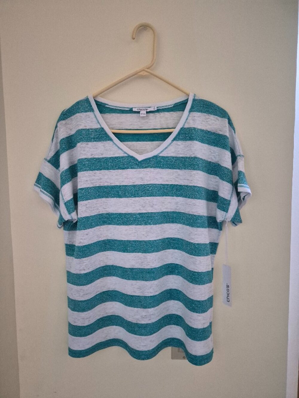 Linen Stripe Shine Easy Tee